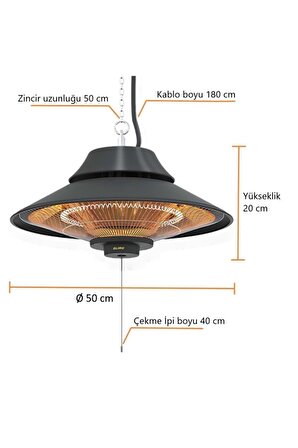 Mirkraft Elirg 2000 W Termostatlı Elektrikli Tavan Tipi Infrared Isıtıcı 12 m2