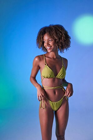 Bağcıklı U Kesim Brezilya Model Slim Delphi Bikini Altı Yeşil