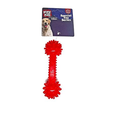 Playfull Dumbell Şeklinde Tırtıklı Plastik Köpek Oyuncağı 12x4 Cm