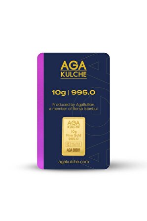 AgaKulche 10 Gram Altın (995) 24 Ayar Külçe Altın -Paketli