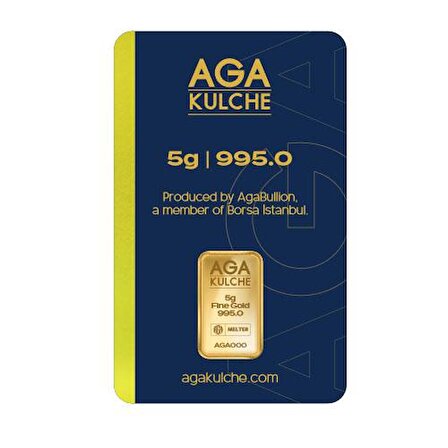 AgaKulche 5 Gram 24 Ayar Külçe Altın