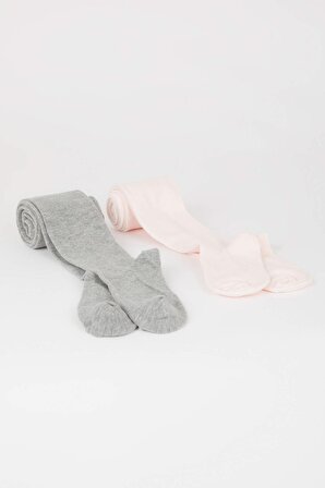 Kız Çocuk 2'li Pamuklu Külotlu Çorap Y5008A6NSKR1