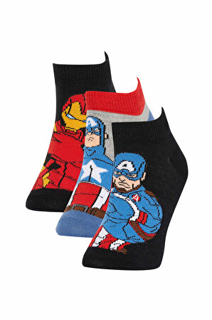 Erkek Çocuk Marvel Avengers 3'lü Pamuklu Patik Çorap Z8967A6NSKR1