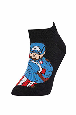 Erkek Çocuk Marvel Avengers 3'lü Pamuklu Patik Çorap Z8967A6NSKR1