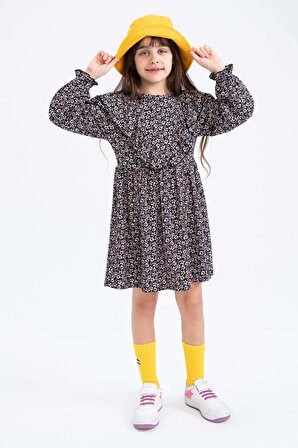 DeFacto Kız Çocuk Çiçekli Uzun Kollu Elbise Z4931A623SPBK81