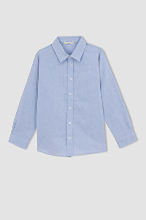 DeFacto Erkek Çocuk Mavi Uzun Kollu Oxford Okul Gömleği W3215A623SMBE343