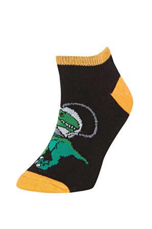 Erkek Çocuk Dinozor Baskılı 5'li Pamuklu Patik Çorap