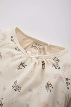 Kız Bebek Unicorn Baskılı Uzun Kollu Pijama Takımı