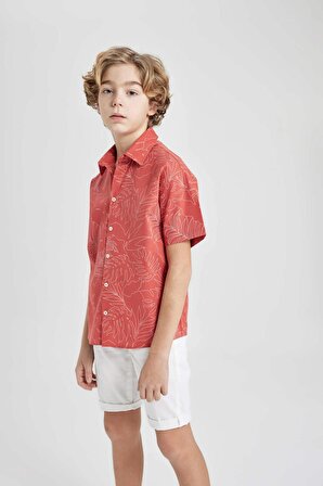 Erkek Çocuk Oversize Fit Polo Yaka Kısa Kollu Gömlek