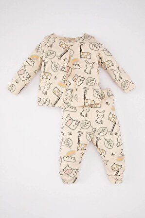 Kız Bebek Desenli Uzun Kollu Pijama Takımı
