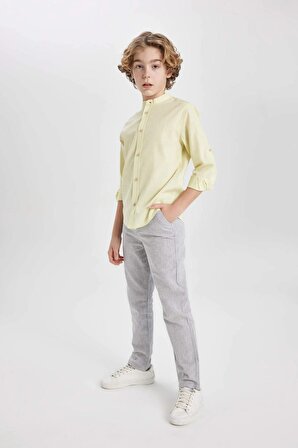 Erkek Çocuk Regular Fit Standart Paça Keten Görünümlü Pantolon