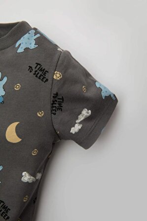 Erkek Bebek Yıldız Desenli Kısa Kollu Penye Pijama Takımı