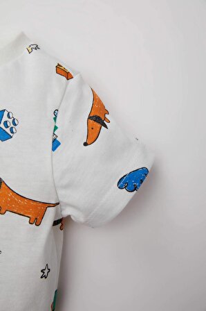 Erkek Bebek Köpek Baskılı Kısa Kollu Penye Pijama Takımı