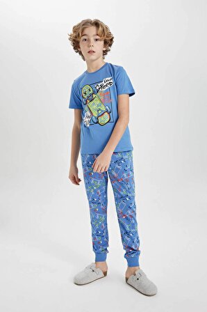 Erkek Çocuk Baskılı Kısa Kollu Pijama Takımı