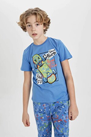 Erkek Çocuk Baskılı Kısa Kollu Pijama Takımı