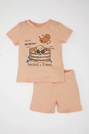 Erkek Bebek Baskılı Kısa Kollu Penye Pijama Takımı