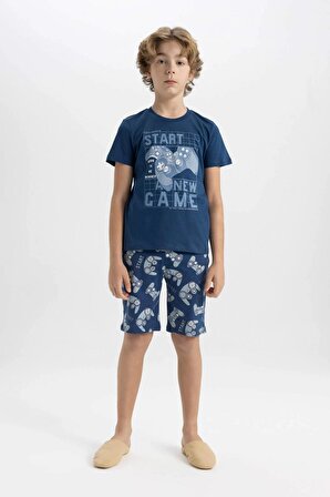 Erkek Çocuk Baskılı Kısa Kollu Şortlu Pijama Takımı