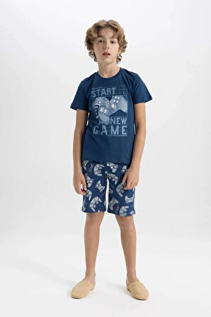 Erkek Çocuk Baskılı Kısa Kollu Şortlu Pijama Takımı