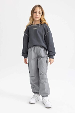 Kız Çocuk Paraşüt Kargo Pamuklu Pantolon
