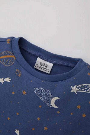 Erkek Bebek Yıldız Desenli Uzun Kollu Pijama Takımı