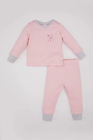 Kız Bebek Slogan Baskılı Uzun Kollu Pijama Takımı