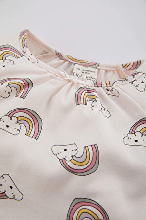 Kız Bebek Gökkuşağı Baskılı Uzun Kollu Pijama Takımı