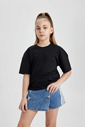 Kız Çocuk Crop Kısa Kollu Tişört