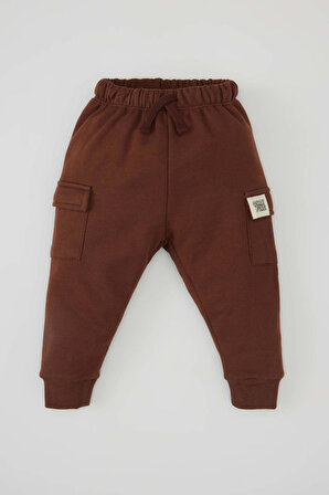 Erkek Bebek Regular Fit Etiket Baskılı İnce Sweatshirt Kumaşı Pantolon