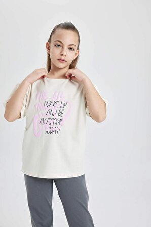 Kız Çocuk Baskılı Kısa Kollu Pijama Takımı