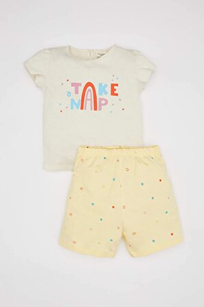 Kız Bebek Puantiye Kısa Kollu Penye 2'li Pijama Takımı