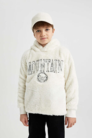 Erkek Çocuk Oversize Fit Kapüşonlu Welsoft Pelüş Sweatshirt