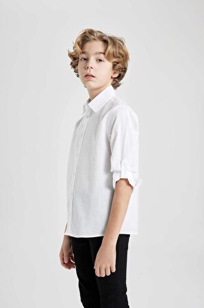 Erkek Çocuk 23 Nisan Çocuk Bayramı Regular Fit Polo Yaka Uzun Kollu Gömlek