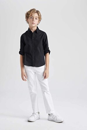 Erkek Çocuk Regular Fit Polo Yaka Uzun Kollu Gömlek