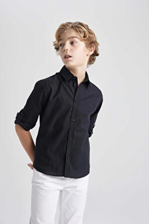Erkek Çocuk Regular Fit Polo Yaka Uzun Kollu Gömlek