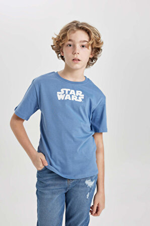 Erkek Çocuk Star Wars Bisiklet Yaka Jersey Kısa Kollu Tişört