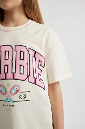 Kız Çocuk Barbie Relax Fit Kısa Kollu Tişört