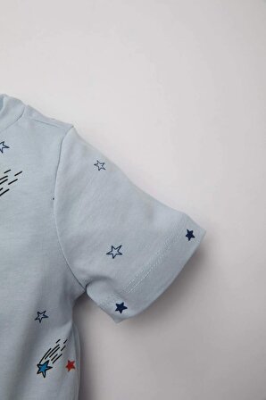 Erkek Bebek Baskılı Kısa Kollu Şortlu Penye Pijama Takımı