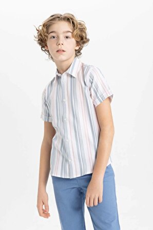 Erkek Çocuk Regular Fit Polo Yaka Twill Kısa Kollu Gömlek
