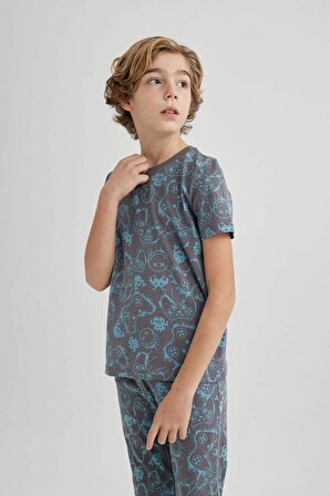 Erkek Çocuk Desenli Kısa Kollu Pijama Takımı