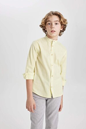 Erkek Çocuk Regular Fit Dik Yaka Uzun Kollu Gömlek