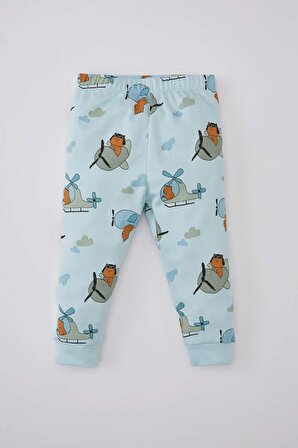 Erkek Bebek Ayı Baskılı Uzun Kollu Premium 2'li Pijama Takımı