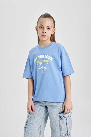Kız Çocuk Oversize Fit Kısa Kollu Tişört