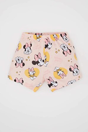 Kız Bebek Disney Mickey & Minnie Kısa Kollu Şortlu Penye Pijama Takımı