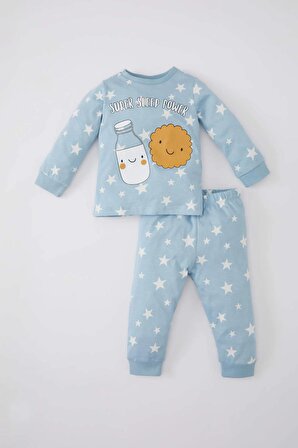 Erkek Bebek Yıldız Desenli Uzun Kollu Penye Pijama Takımı