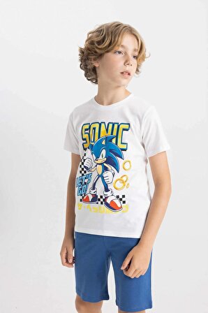 Erkek Çocuk Sonic the Hedgehog Kısa Kollu Şortlu Pijama Takımı