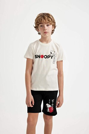 Erkek Çocuk Snoopy Kısa Kollu Şortlu Pijama Takımı