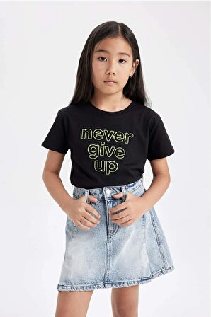 Kız Çocuk Baskılı Kısa Kollu Tişört