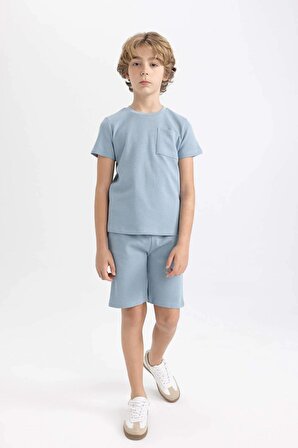 Erkek Çocuk Waffle Kısa Kollu Şortlu Pijama Takımı