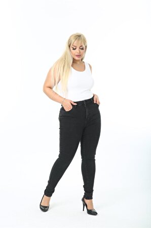 Cedy Denim Kadın Yüksek Bel Skinny Fit Jeans Büyük Beden Kot PantolonC597