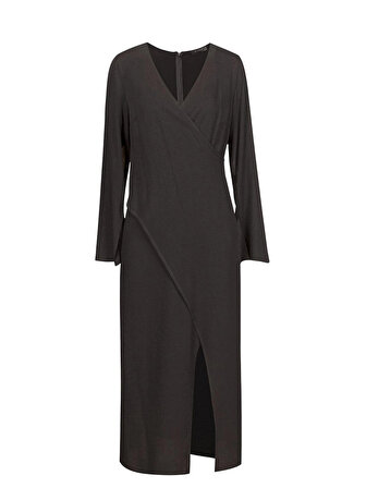 Anvelop Kesim Uzun Kollu Maksi Elbise - Siyah